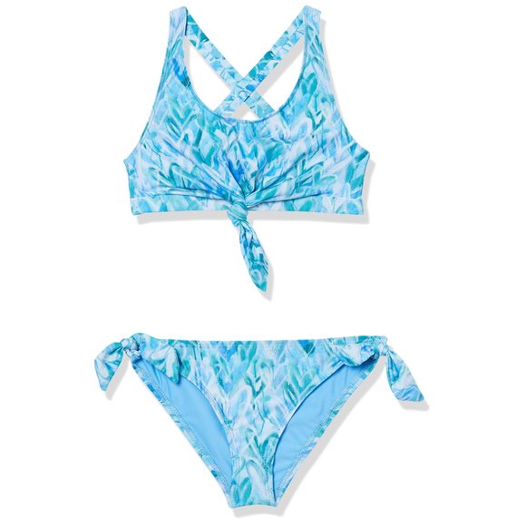 Splendid Girls Graffiti Heart Knot Bralette Retro Pant Blue 12 - Picture 1 of 1